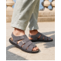 Sandale bărbătești gri din piele naturală cu închidere velcro și talpă confortabilă GKR47GB